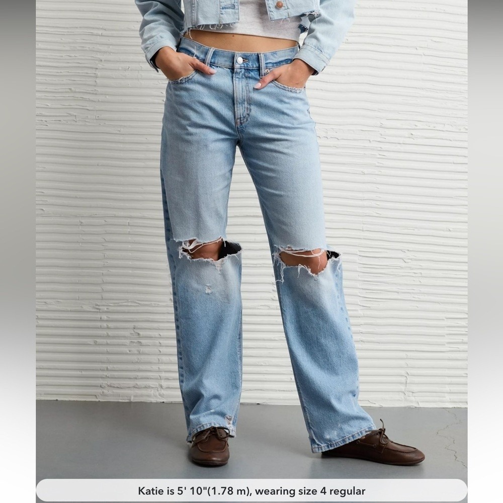 NWT-American Eagle Outfitters|Strigid Ripped Low-Rise Ex-Boyfriend Jeans-25W/0 L